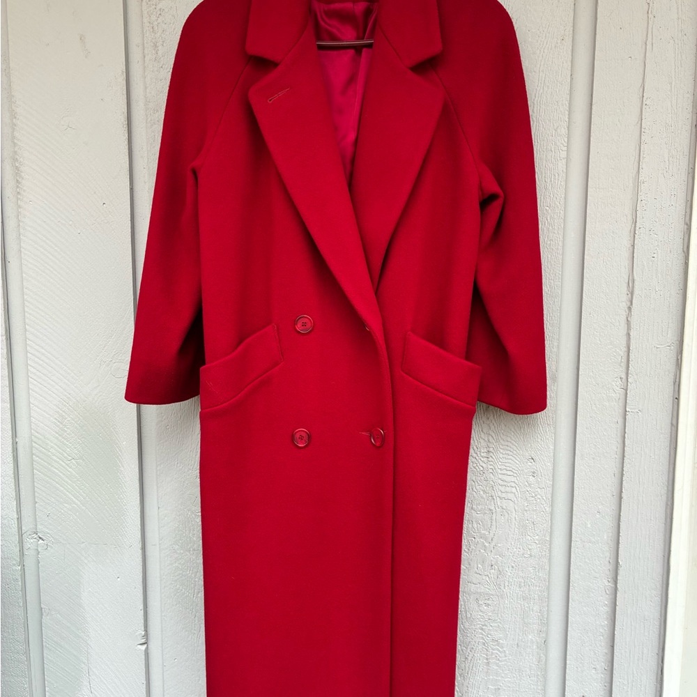 Elegant Vintage Talbots Red Wool Coat 2P – Classic Long Winter Style - Picture 2 of 11
